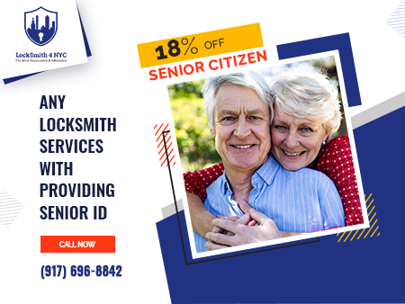 18%OFF - Senior Citizen- Any Locksmith Services with providing senior ID